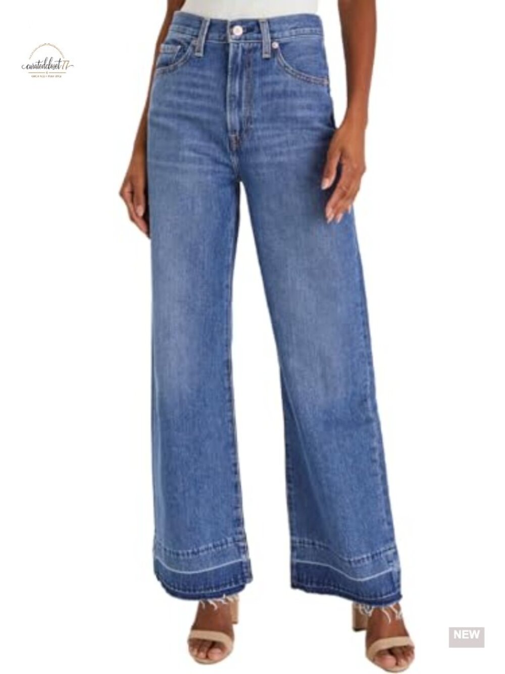Women's High Waisted Wide Leg Jeans Stretchy Zimbaplatinum Denim Pants